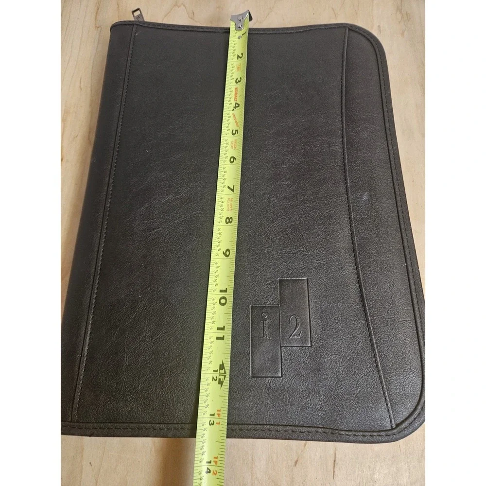 Leed's Black Zip Around Portfolio Padfolio Organizer Binder i2 Logo Business